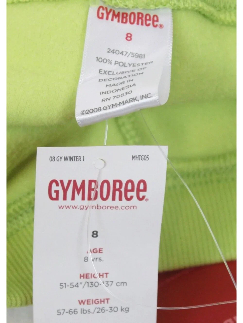 2008 Gybmoree Candy Shoppe Shop Fleece Pants Light Green Winter sz 8 Basics Bow